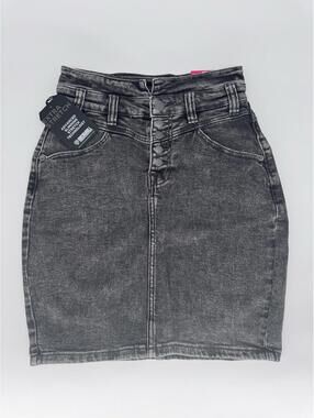 Women’s Rock&Roll Black Denim Skirt Size 26 Button Up Fly